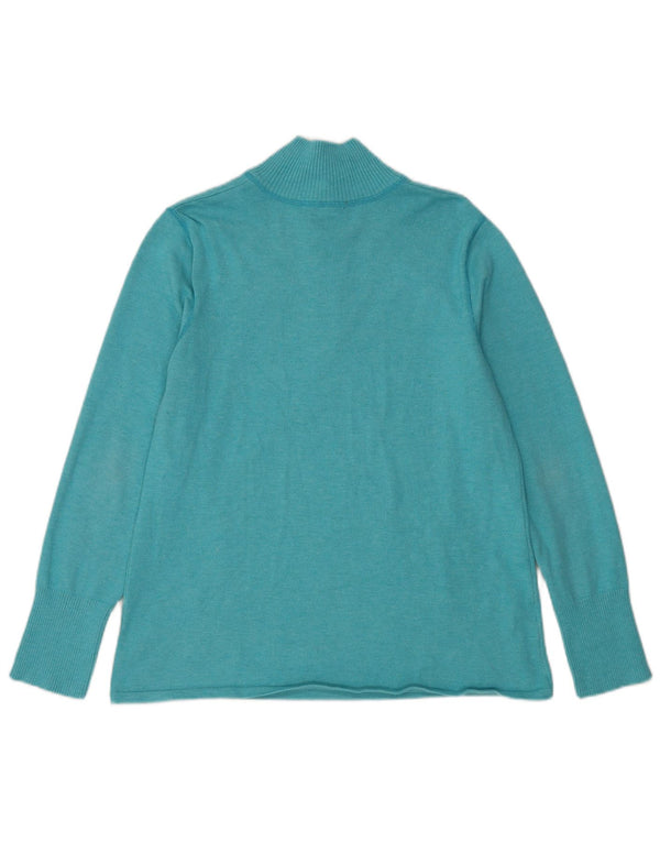 Pulover pentru femei Eddie Bauer cu fermoar și gât, UK 18 XL, poliester albastru
