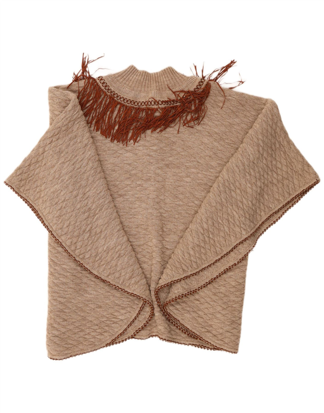 Pulover poncho ONYX pentru femei, mărime unica, lână bej
