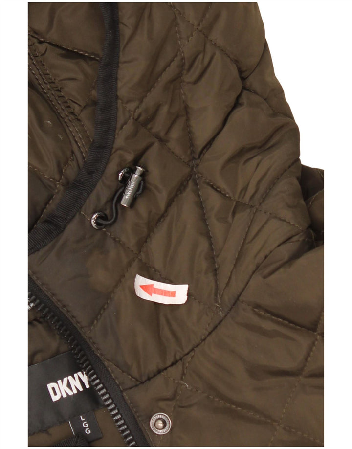 Pardesiu matlasat cu glugă pentru femei Dkny UK 16 Poliester kaki mare