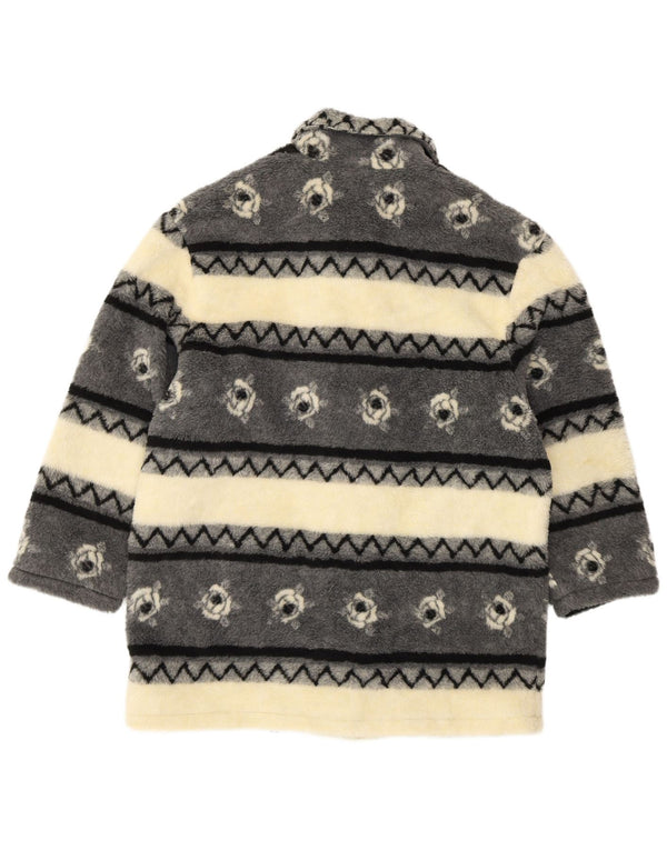 VINTAGE Jachetă Sherpa Windbreaker pentru femei UK 20/22 2XL Bej cu dungi