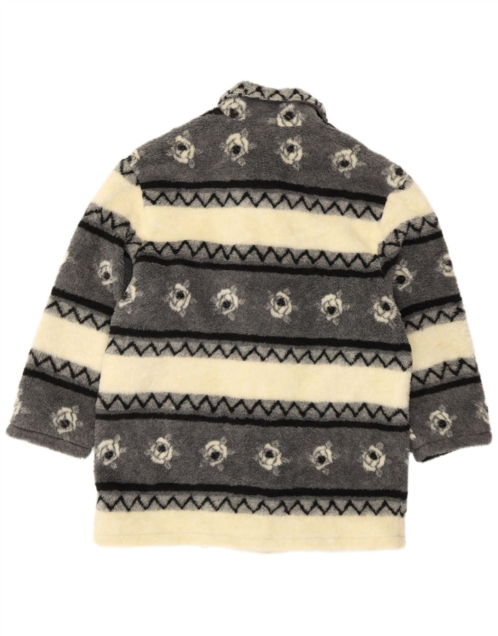 VINTAGE Jachetă Sherpa Windbreaker pentru femei UK 20/22 2XL Bej cu dungi