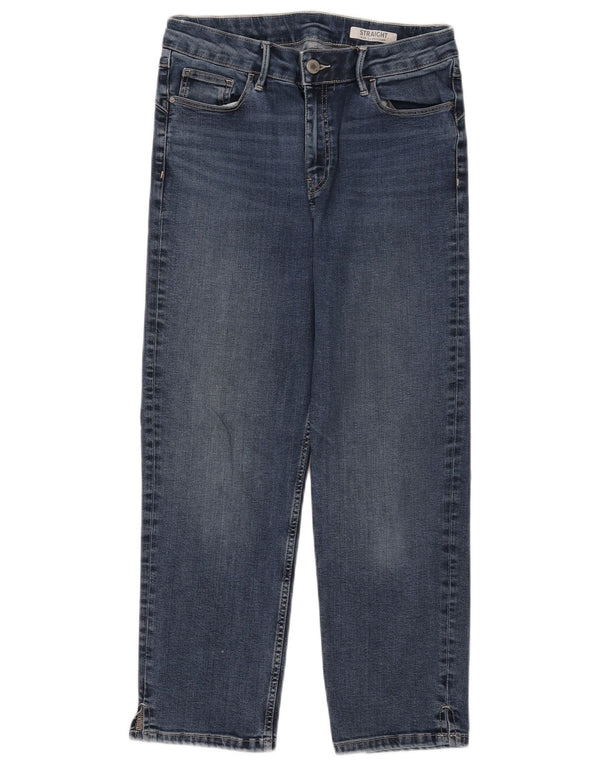 Marks & Spencer Blugi Capri drepte pentru femei UK 12 Medium W30 L23 Albastru