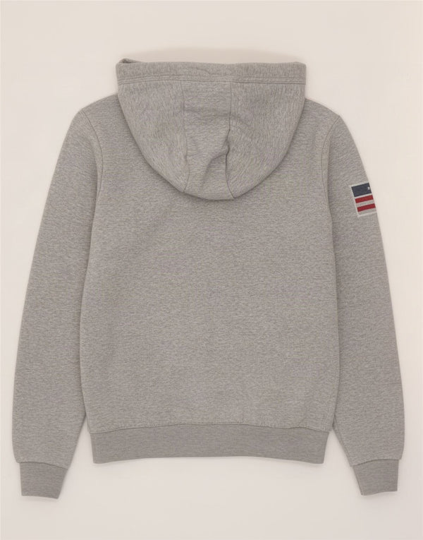 U.S. Polo Assn. Pulover cu capota cu fermoar grafic pentru bărbați, bumbac mare, gri