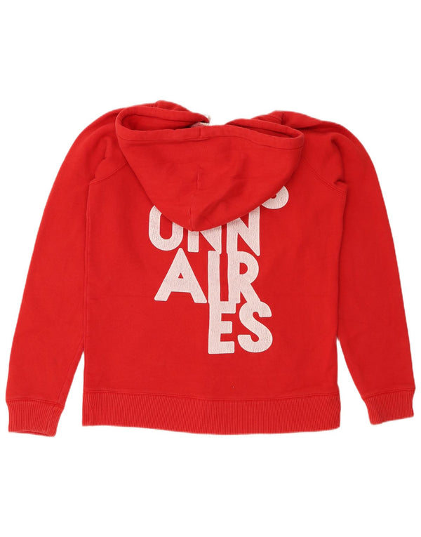 Jack Wills Pulover cu capota cu fermoar cu grafic pentru femei UK 14 Bumbac roșu mare