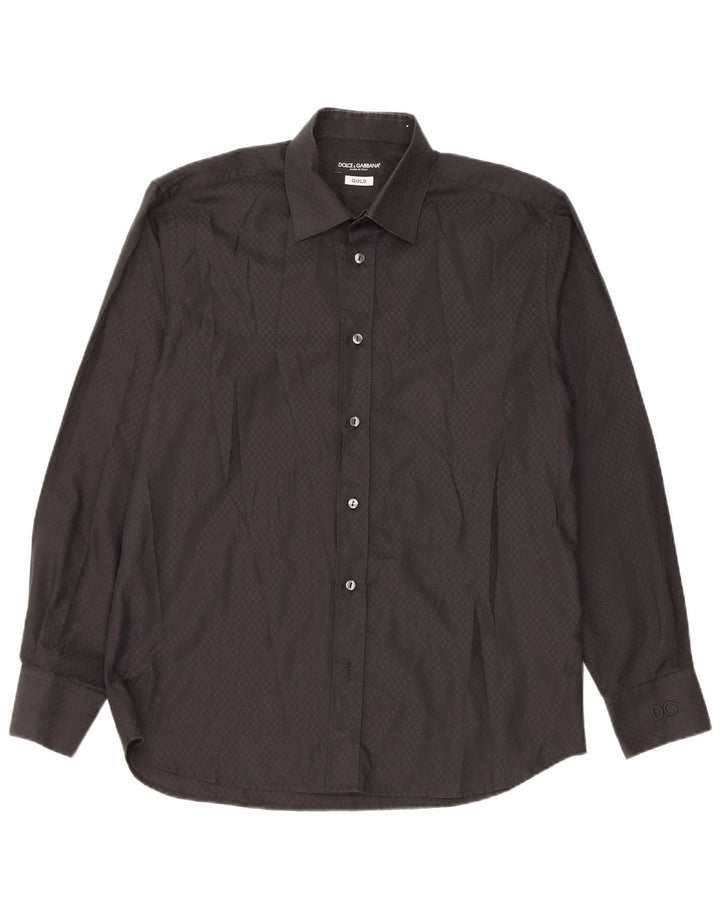 Cămașă pentru bărbați Dolce & Gabbana Mărimea 41 16 Mare Bumbac Geometric Negru