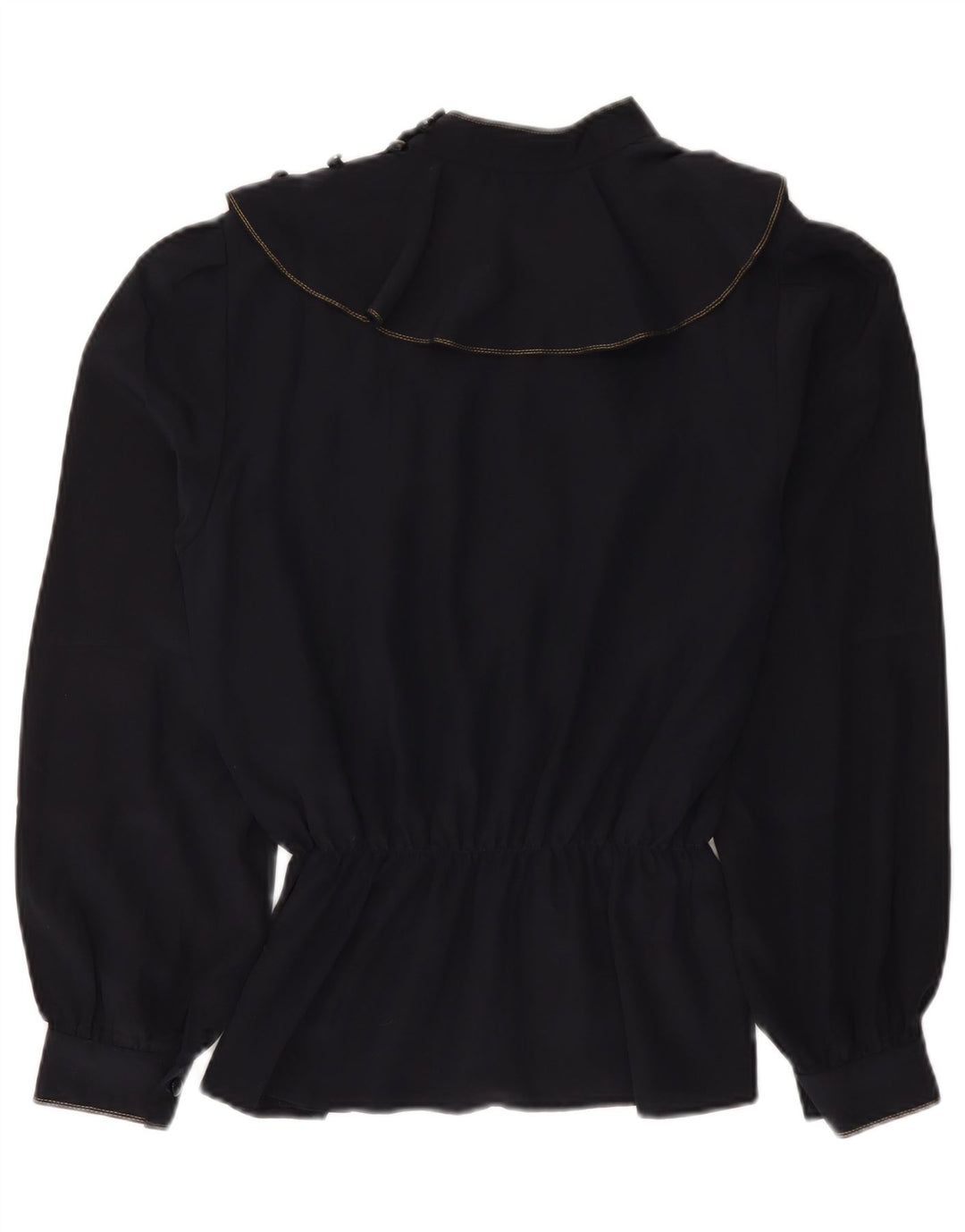 Bluză vintage cu mâneci lungi pentru femei UK 14 Medium Bleumarin Floral