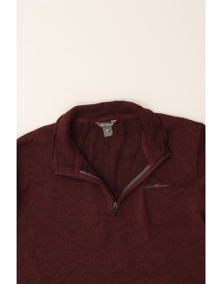 EDDIE BAUER Mens Zip Neck Sweatshirt Jumper Medium Burgundy Polyester Vintage Eddie Bauer and Second-Hand Eddie Bauer from Messina Hembry 
