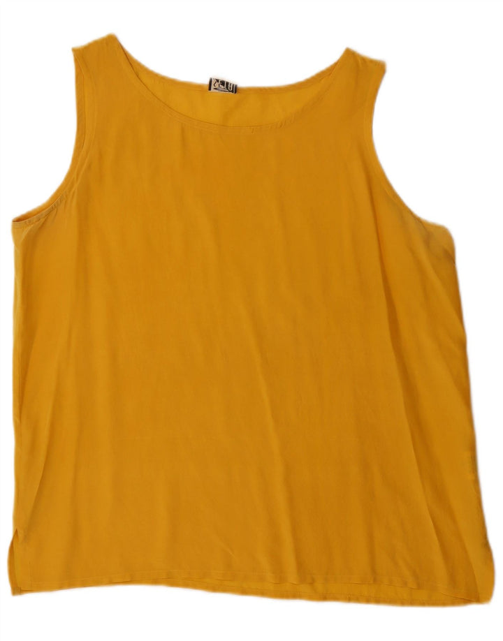 Bluză Vintage fără mâneci pentru femei IT 48 XL mătase galbenă