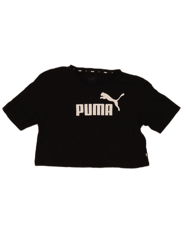 Tricou cu grafic Puma pentru femei Crop Top UK 12 Medium Black Bumbac