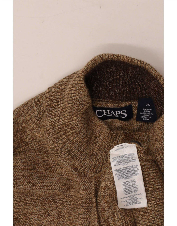 Pulover pentru bărbați Chaps cu gât cu nasturi, bumbac mare, maro