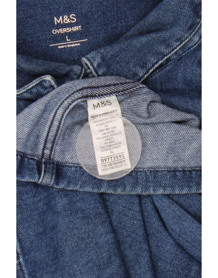 Cămașă de blugi pentru bărbați Marks & Spencer, mare, albastru, din bumbac, clasică
