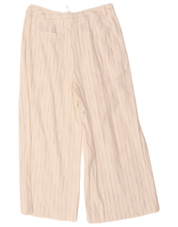 Marks & Spencer Pantaloni tăiați pentru femei cu talie înaltă UK 12 Medium W32 L25 Whi