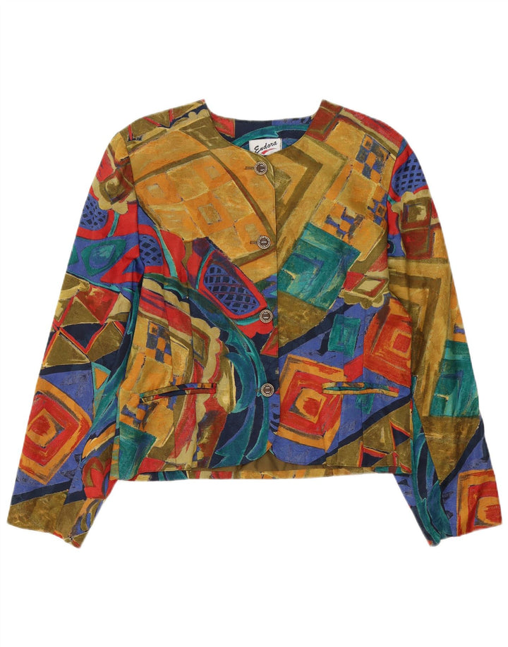 Jachetă Endora pentru femei, cu 4 nasturi, UK 14, mare, multicoloră, geometrică