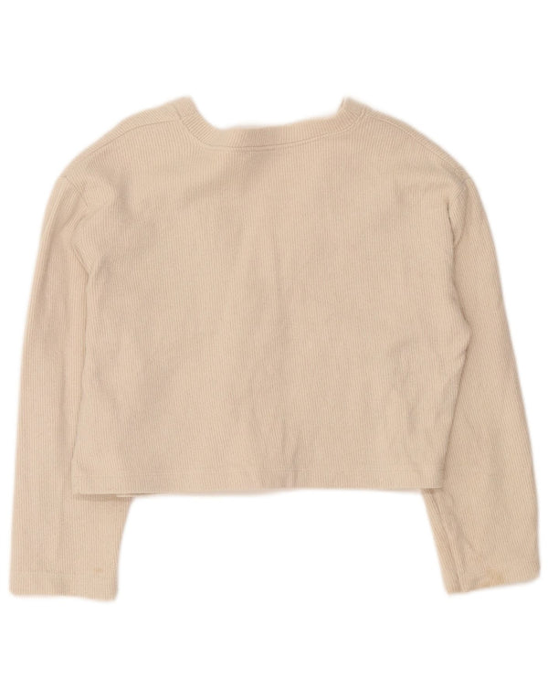 Pulover cardigan pentru femei Zara UK 14 Medium Bej Bumbac