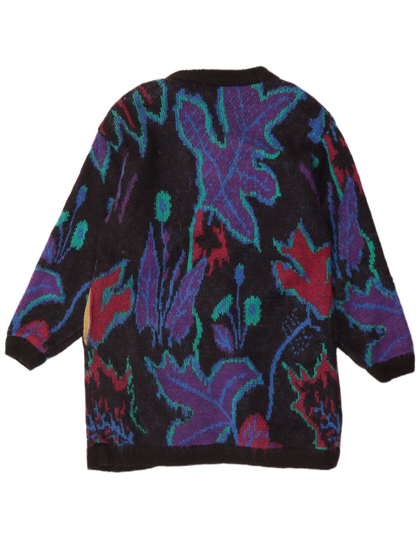 Cardigan Vintage pentru femei cu paragate UK 18 XL Negru Floral