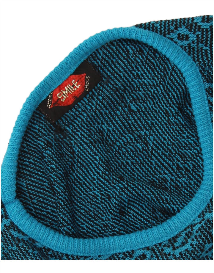 Pulover VINTAGE pentru femei cu gâtul cu barca UK 16 Large Blue Paisley