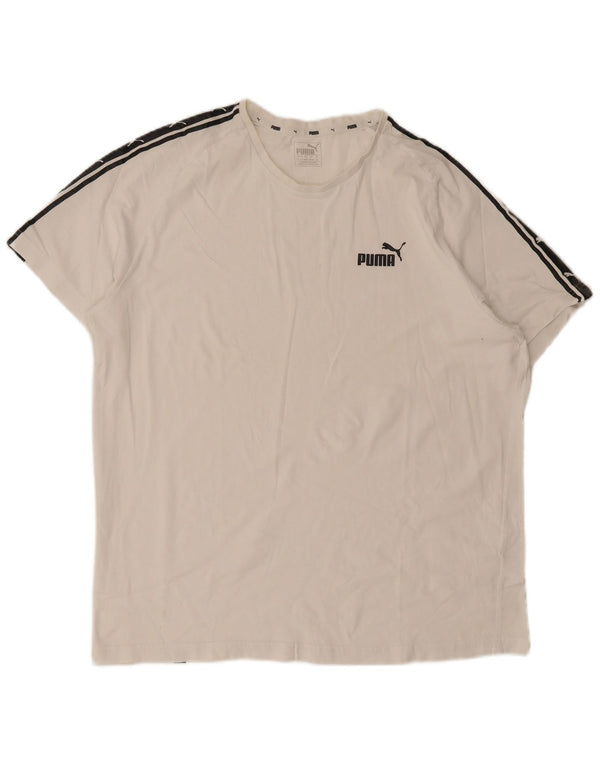 Tricou grafic Puma pentru bărbați Top 2XL, bumbac color bloc alb