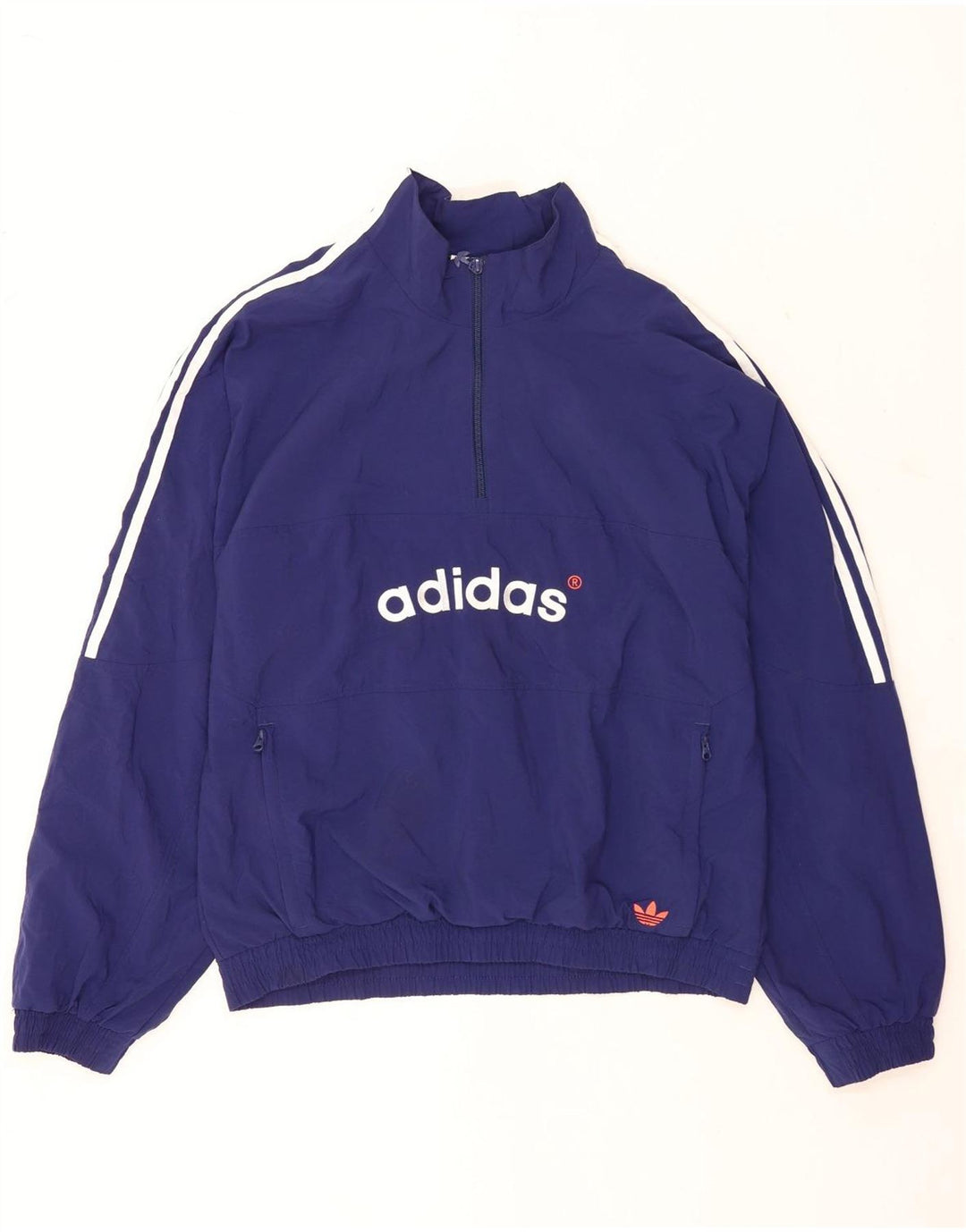 Top de trening Adidas pentru bărbați, loose fit, cu grafic, cu fermoar și gât, albastru mediu