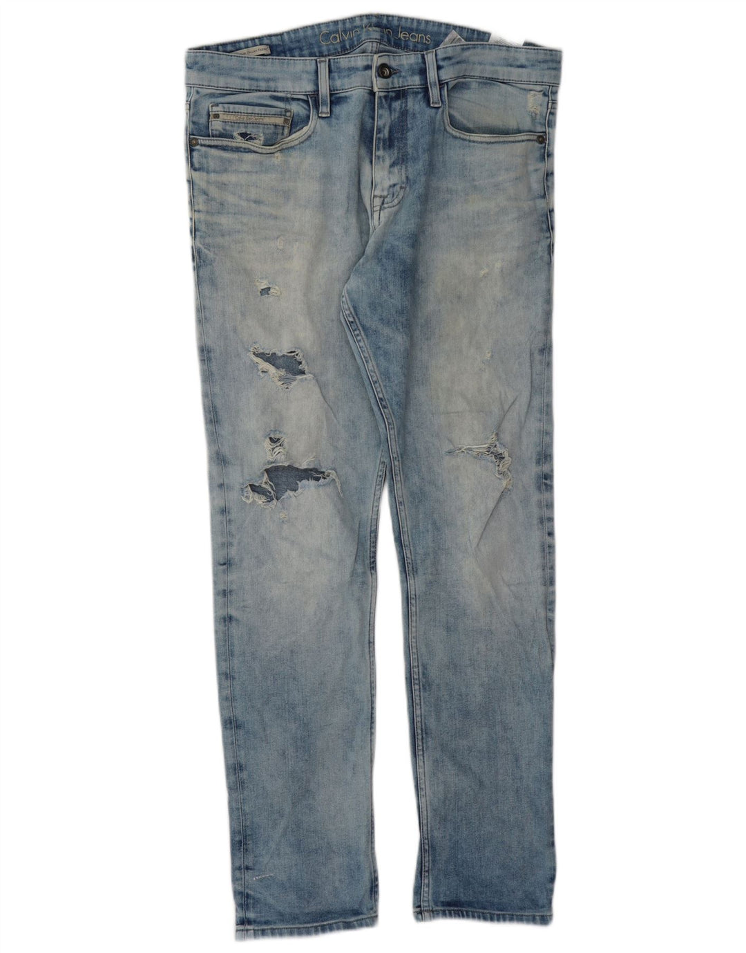 CALVIN KLEIN Blugi skinny distressed pentru bărbați 33 L32 Bumbac albastru