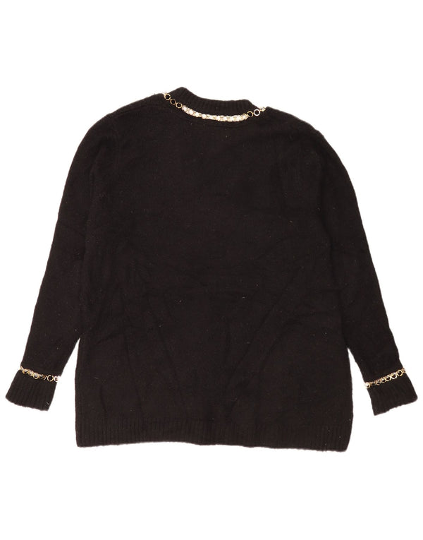 Pulover de damă Zara supradimensionat cu decolteu în V UK 10, mic, negru, acrilic
