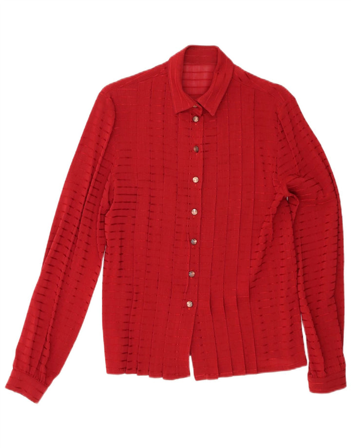 VINTAGE Womens Shirt Blouse IT 48 XL Red Striped