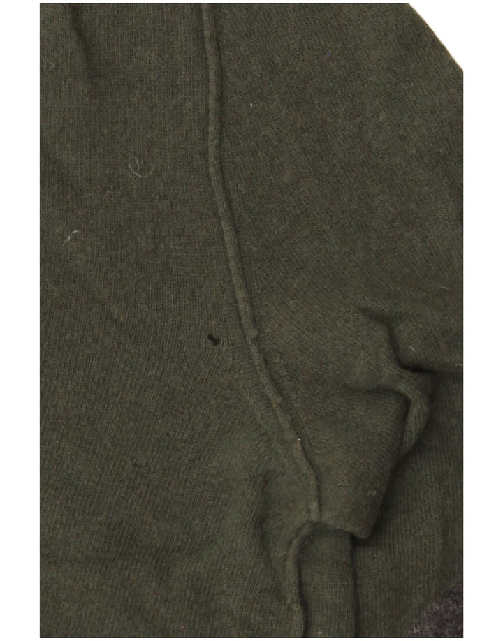 WOOLRICH Pulover pentru damă cu gât crew pulover UK 14 Medium Khaki Lână