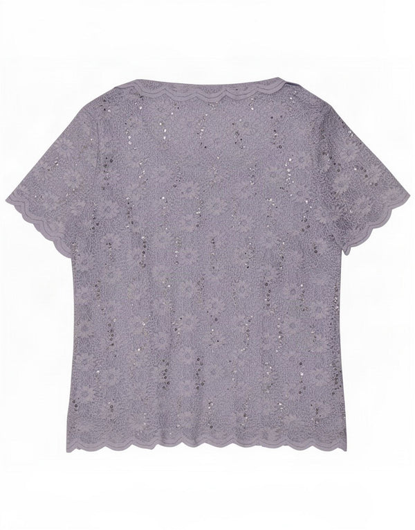 Jacques Vert Womens Short Sleeve Blouse Top UK 20 2XL Blue Floral Polyamide