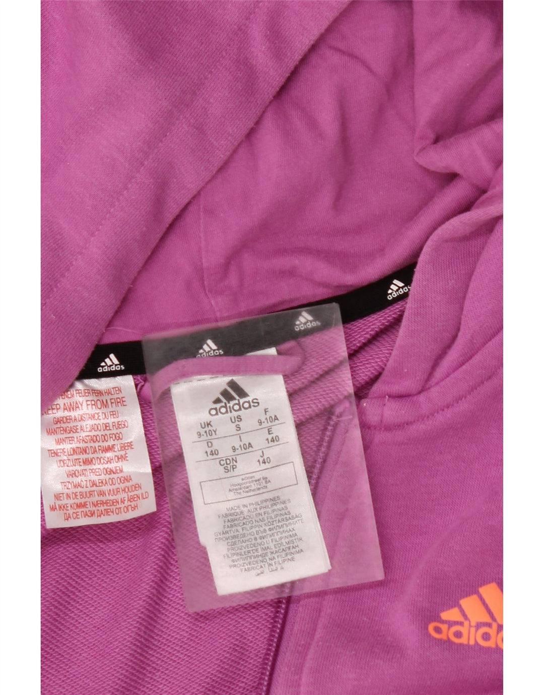 Pulover pentru fete ADIDAS Graphic Zip Hoodie 9-10 ani, mov, bumbac