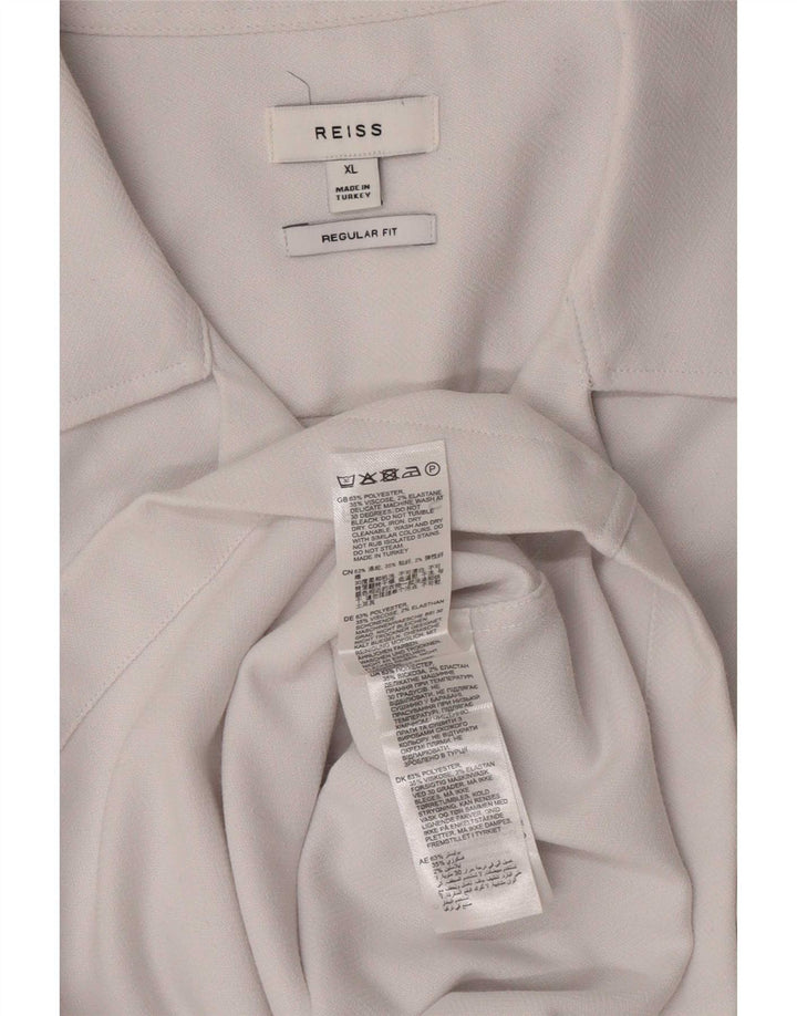 Cămașă cu mânecă scurtă pentru bărbați Reiss, cu formă regulată, XL, poliester alb