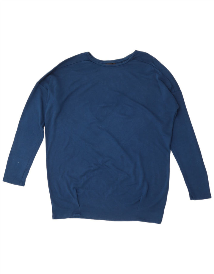 Topshop Top supradimensionat pentru femei cu mânecă lungă UK 12 Medium Blue Viscose