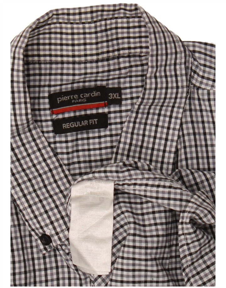 Cămașă cu mânecă scurtă pentru bărbați Pierre Cardin, cu formă normală, 3XL, poliester cu carouri gri