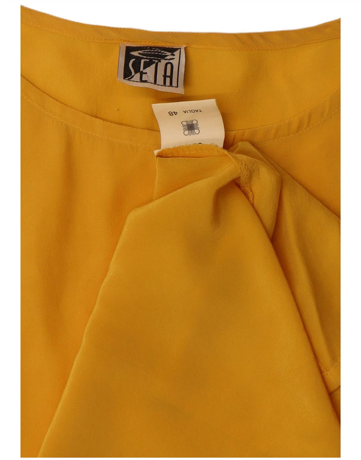 Bluză Vintage fără mâneci pentru femei IT 48 XL mătase galbenă