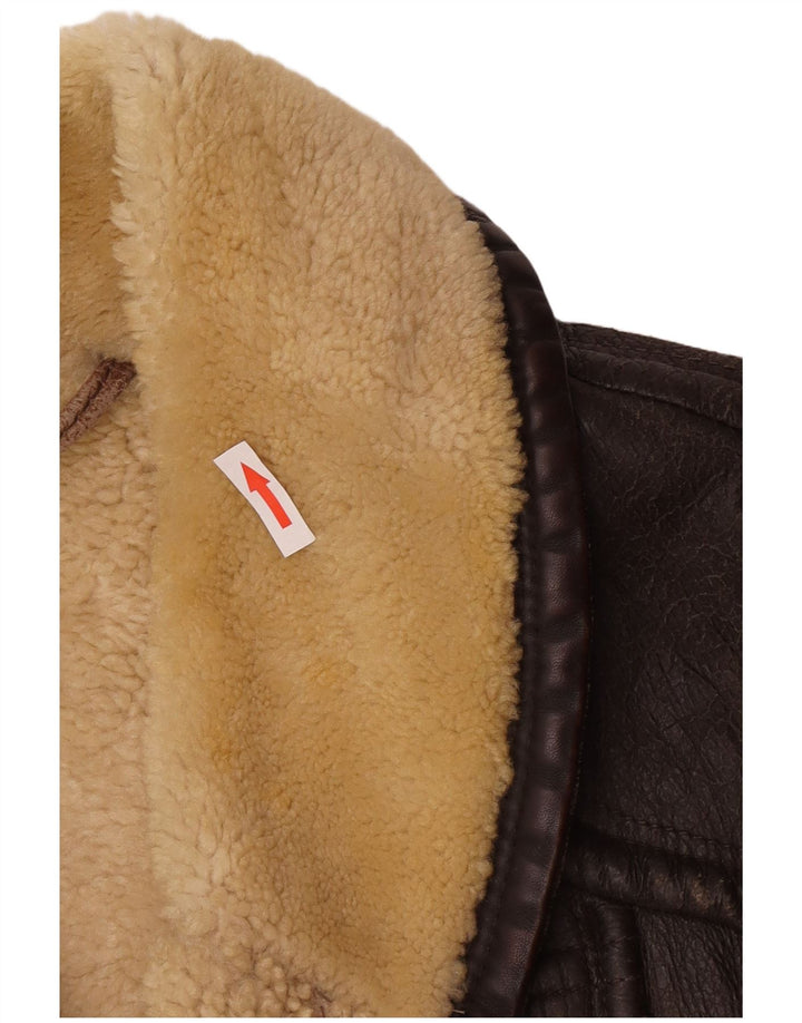 Jachetă vintage pentru bărbați din shearling UK 38 maro mediu
