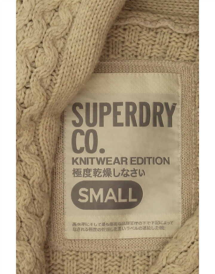 Pulover cardigan pentru femei Superdry UK 10 mic bej lână