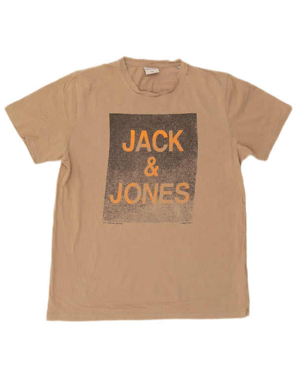 Tricou grafic Jack & Jones pentru bărbați Top XL bumbac bej
