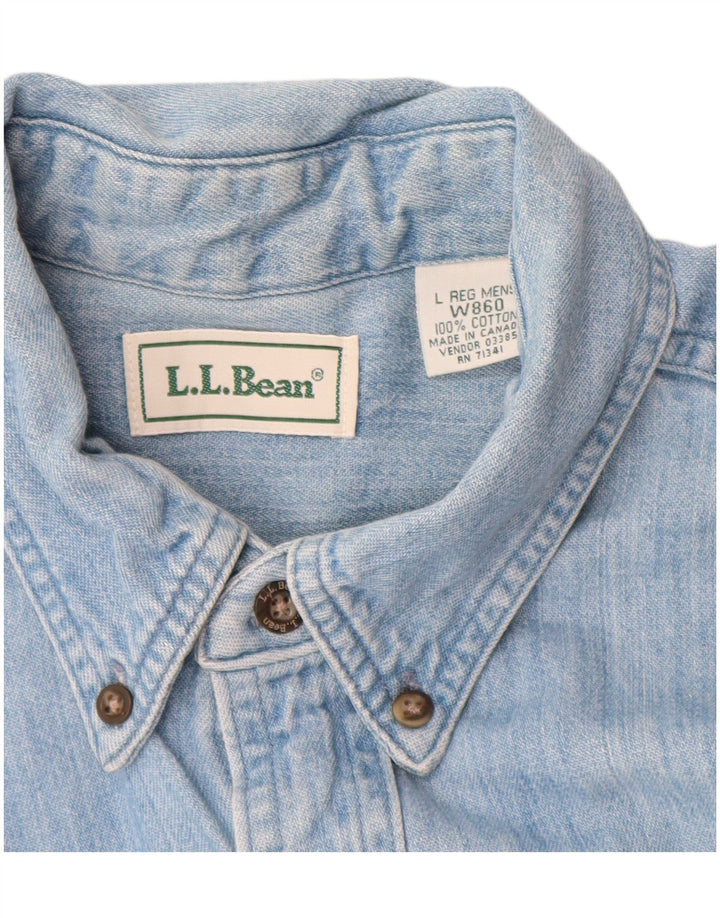 Cămașă de blugi pentru bărbați L.L.Bean, bumbac albastru mare