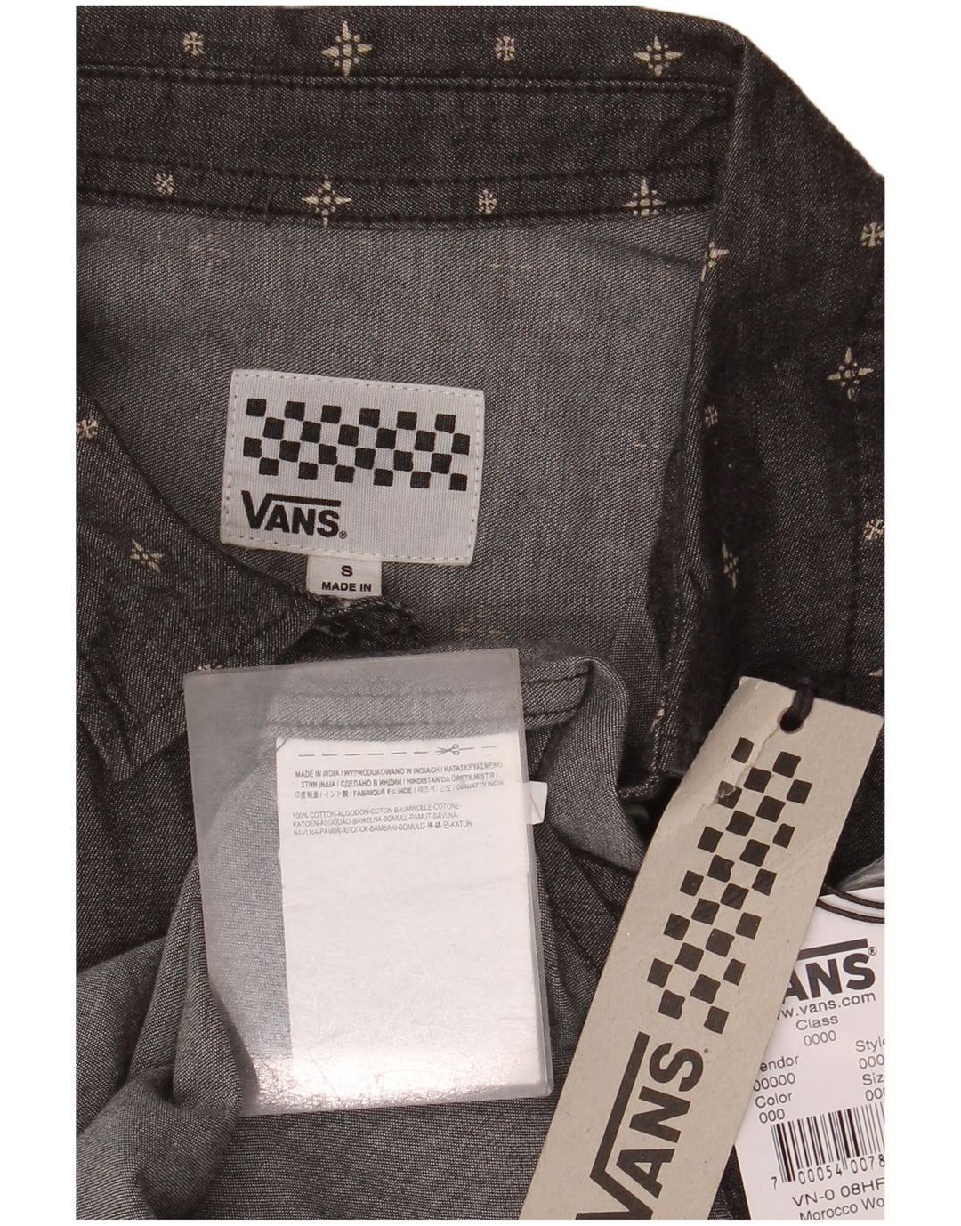 Cămașă din denim fără mâneci pentru femei VANS UK 10 mic bumbac cu pete gri