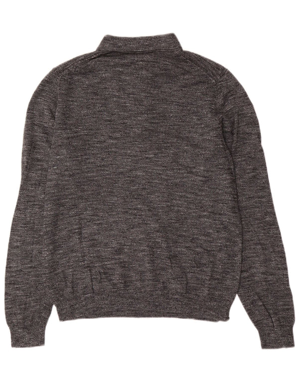 Pulover cu gât polo Marks & Spencer pentru bărbați, bumbac cu pete mici, gri