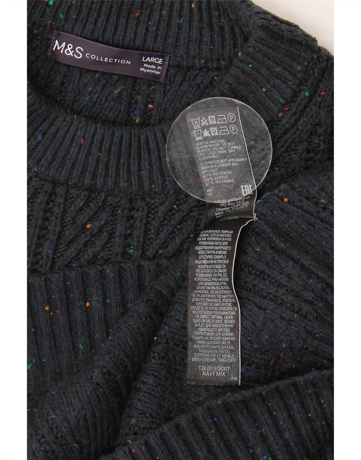 Pulover pentru bărbați Marks & Spencer cu gât roșu, mare, albastru marin pete