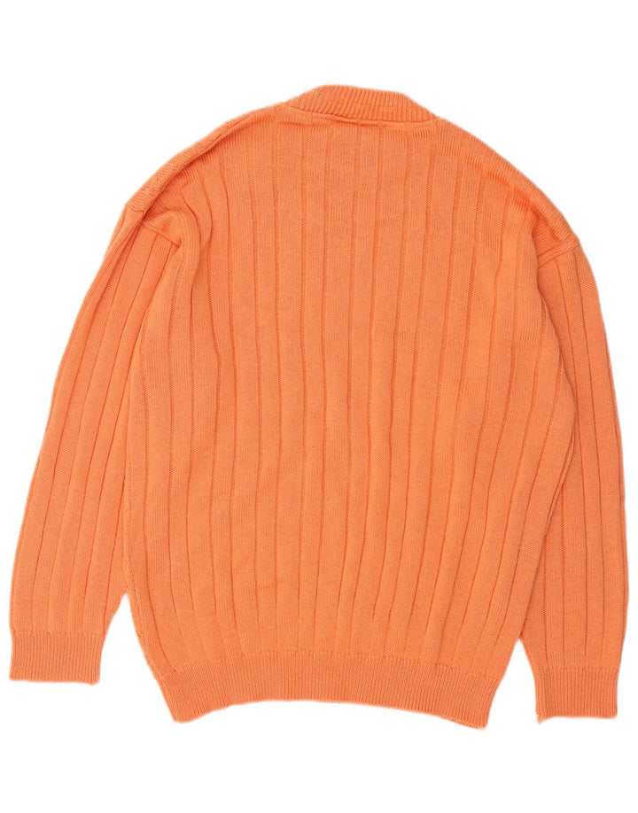 Pulover vintage pentru bărbați cu gât țestoasă din bumbac portocaliu mediu