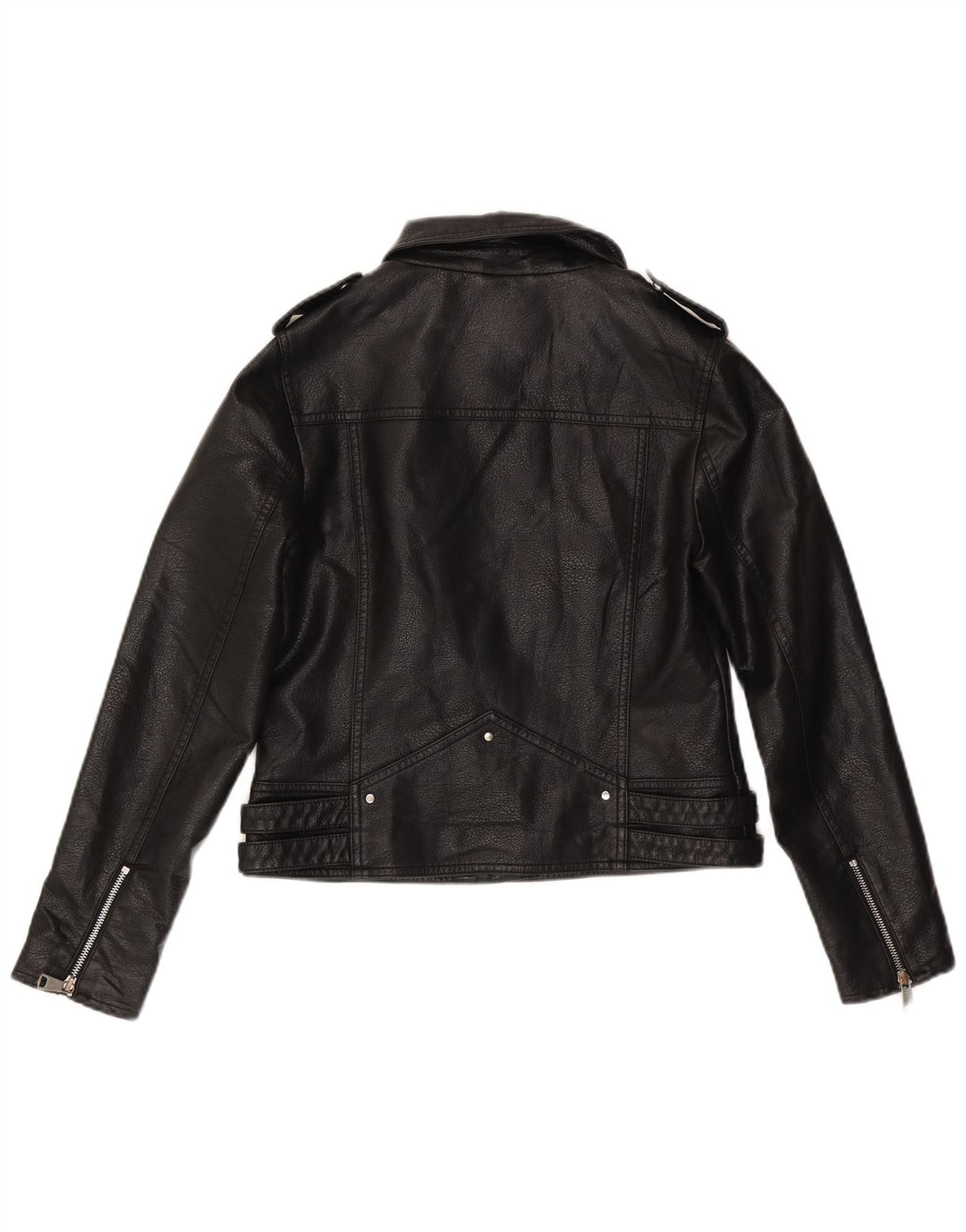 Jachetă motociclist din piele artificială pentru femei Warehouse UK 10 Poliuretan negru mic