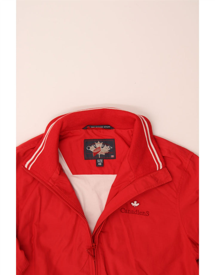 CANADIENS Mens Bomber Jacket IT 48 Medium Red Cotton Vintage Canadiens and Second-Hand Canadiens from Messina Hembry 