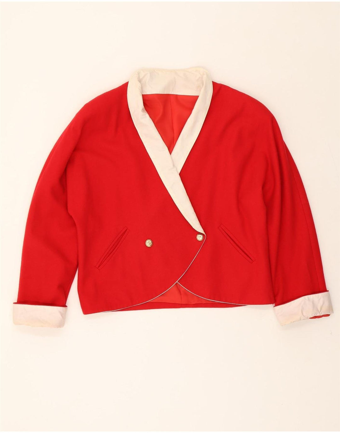 VINTAGE Womens Oversized 3/4 Sleeve Blazer Jacket IT 46 Large Red Vintage Vintage and Second-Hand Vintage from Messina Hembry 