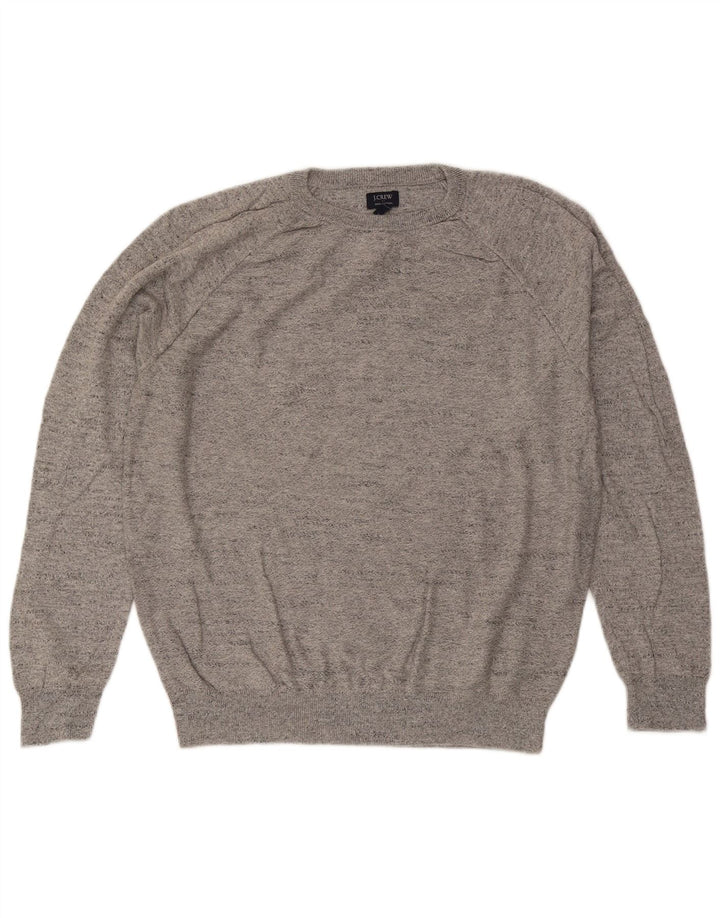 J. Crew Pulover pentru bărbați cu gât roșu din bumbac cu pete mare, gri