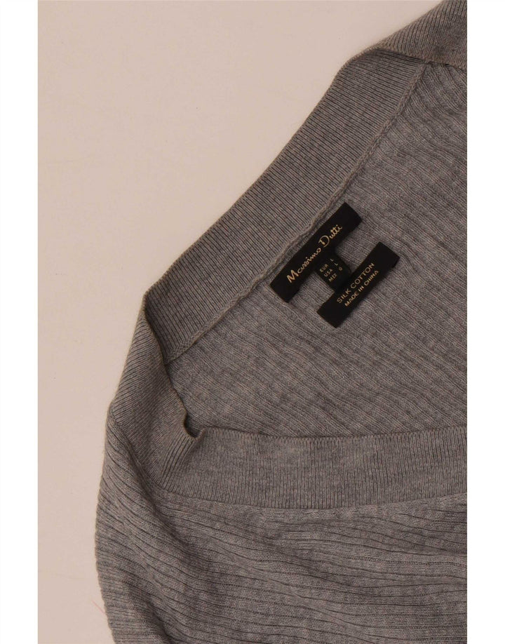 Top pentru femei Massimo Dutti cu mânecă lungă UK 14 mare mătase gri
