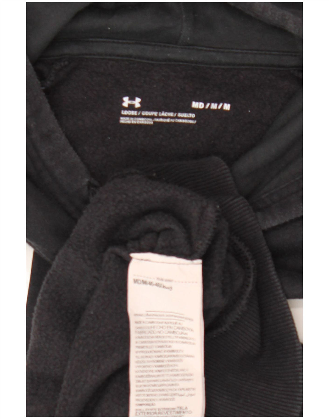UNDER ARMOUR Mens Graphic Hoodie Jumper Medium Black Cotton
