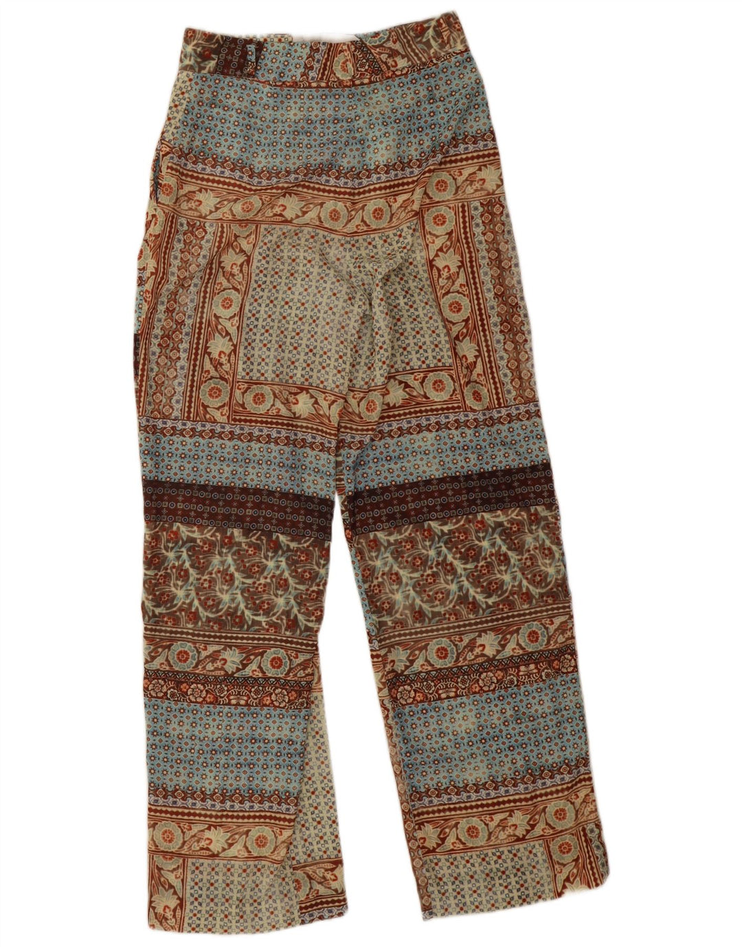 Pantaloni drepti pentru femei cu talie înaltă Zara Mici L28 L31 Bej Mozaic