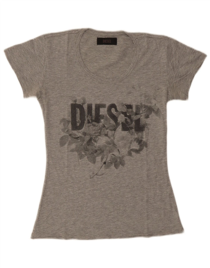 Tricou grafic pentru femei Diesel UK 8 Small Gri