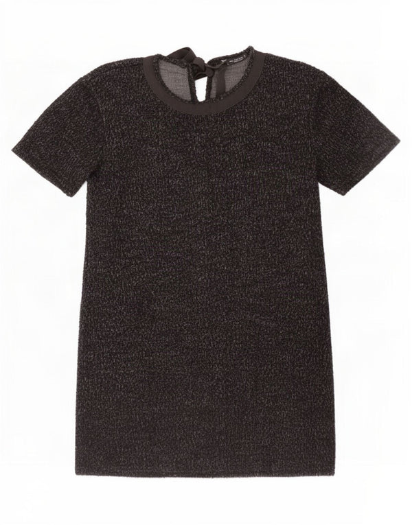 Zara Womens Basic Dress UK 14 Medium Black Flecked Cotton