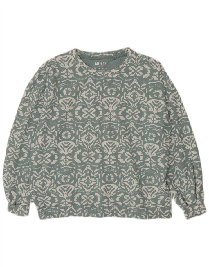 FAT FACE Pulover supradimensionat pentru femei UK 14 Large Blue Paisley
